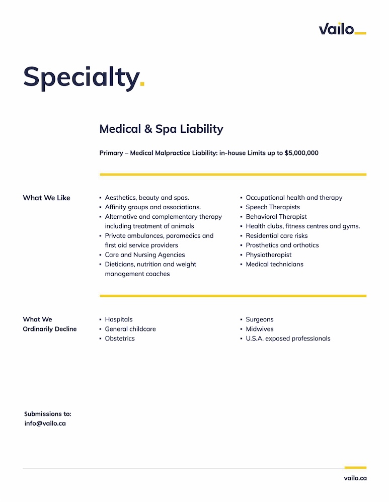 Medical and Spa Liability Brochure