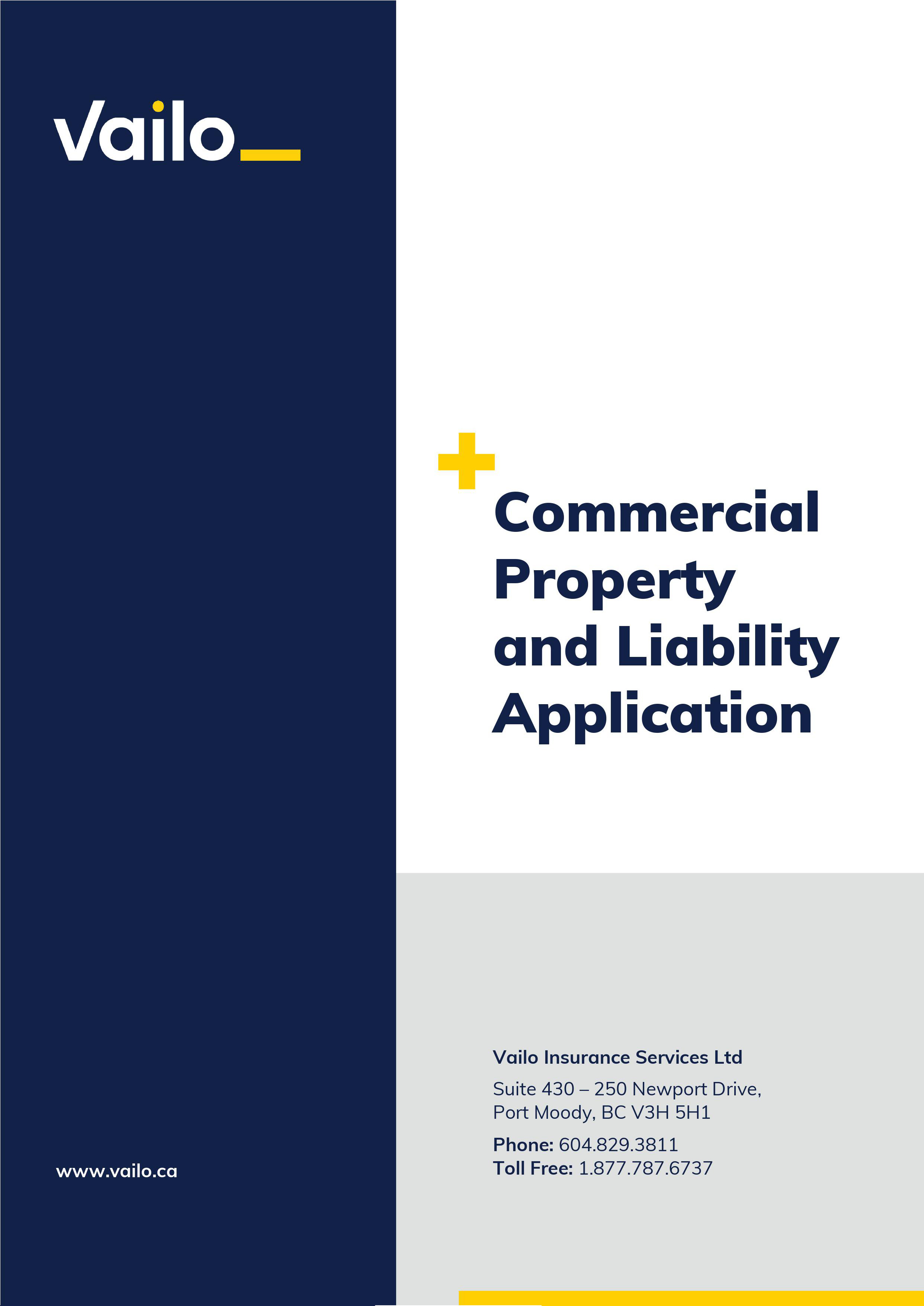 Commercial Property and Liability Application