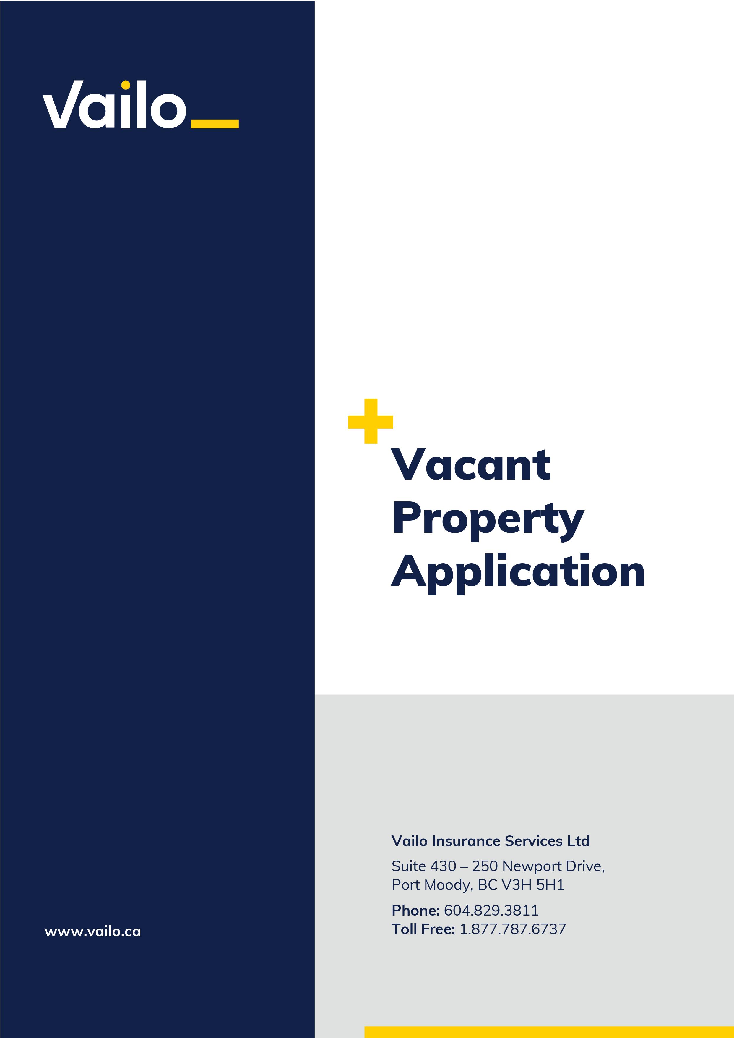Vacant Property Application